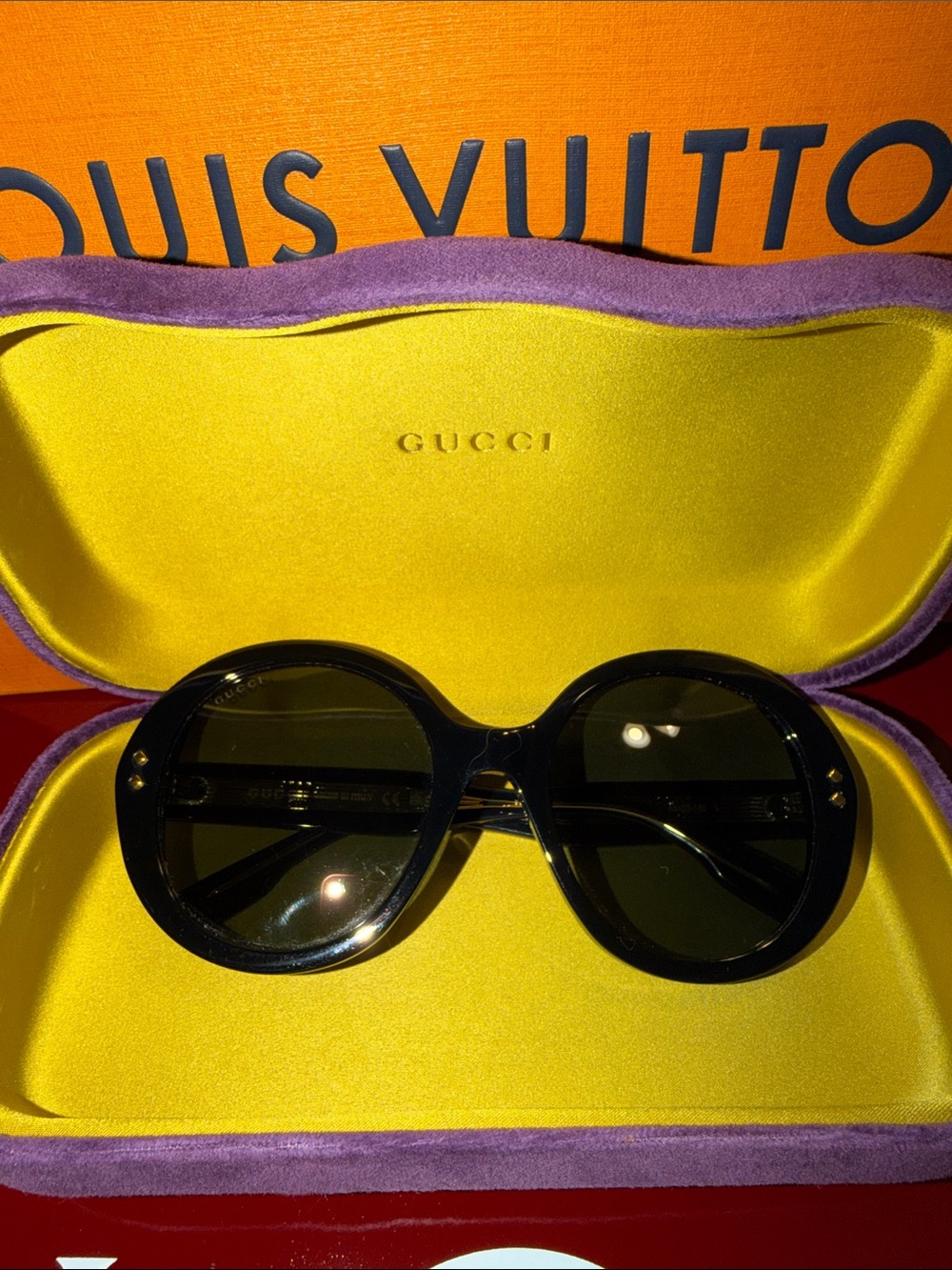 Gucci Black Oversized Round Women's Sunglasses